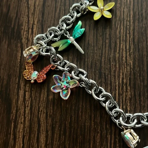 Silver Charm Bracelet with Colorful Charms by Betsey Johnson brand new - Picture 2 of 3